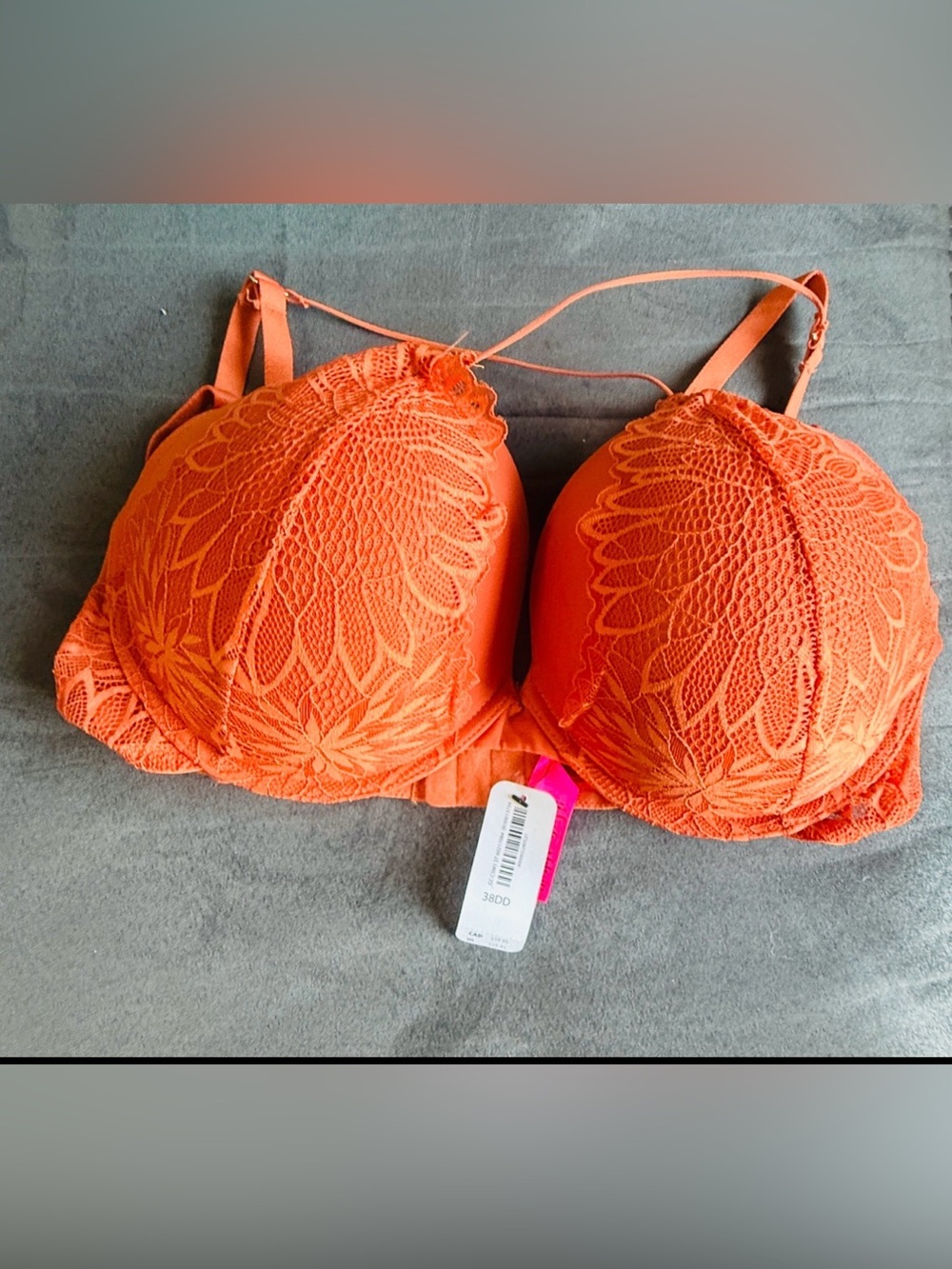 Classic plunge burnt orange lace MULTIWAY push-up bra